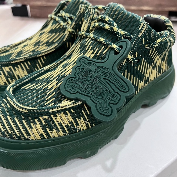 Burberry EKD Check Print Platform Creeper Embroidered Fabric Lace Up Derby Shoes - Picture 2 of 11